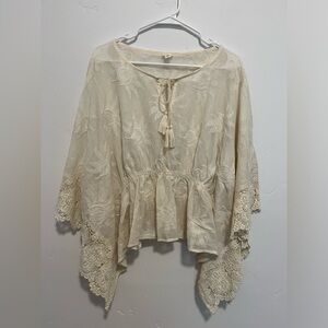 anthro cream lace cover up top women’s small